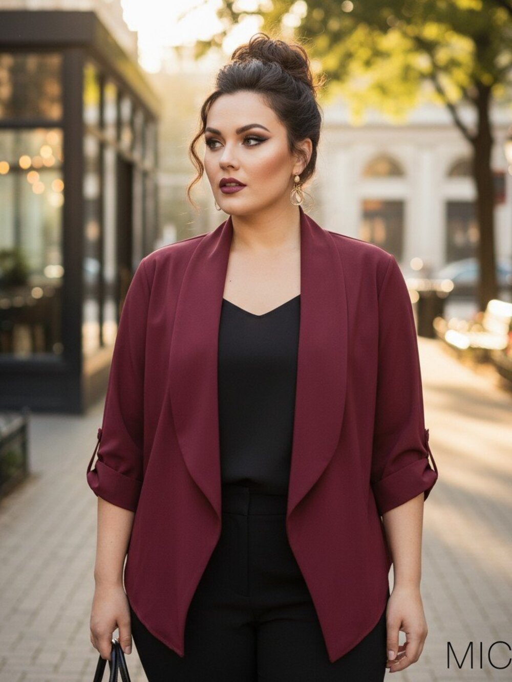 Michel - Burgundy Draped Open Jacket 3XL Business Casual / "Workwear" Casual
